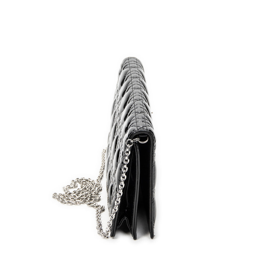 Shoulder Bag Lady Dior Chain Clutch Black Cannage Patent Leather