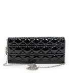 Shoulder Bag Lady Dior Chain Clutch Black Cannage Patent Leather