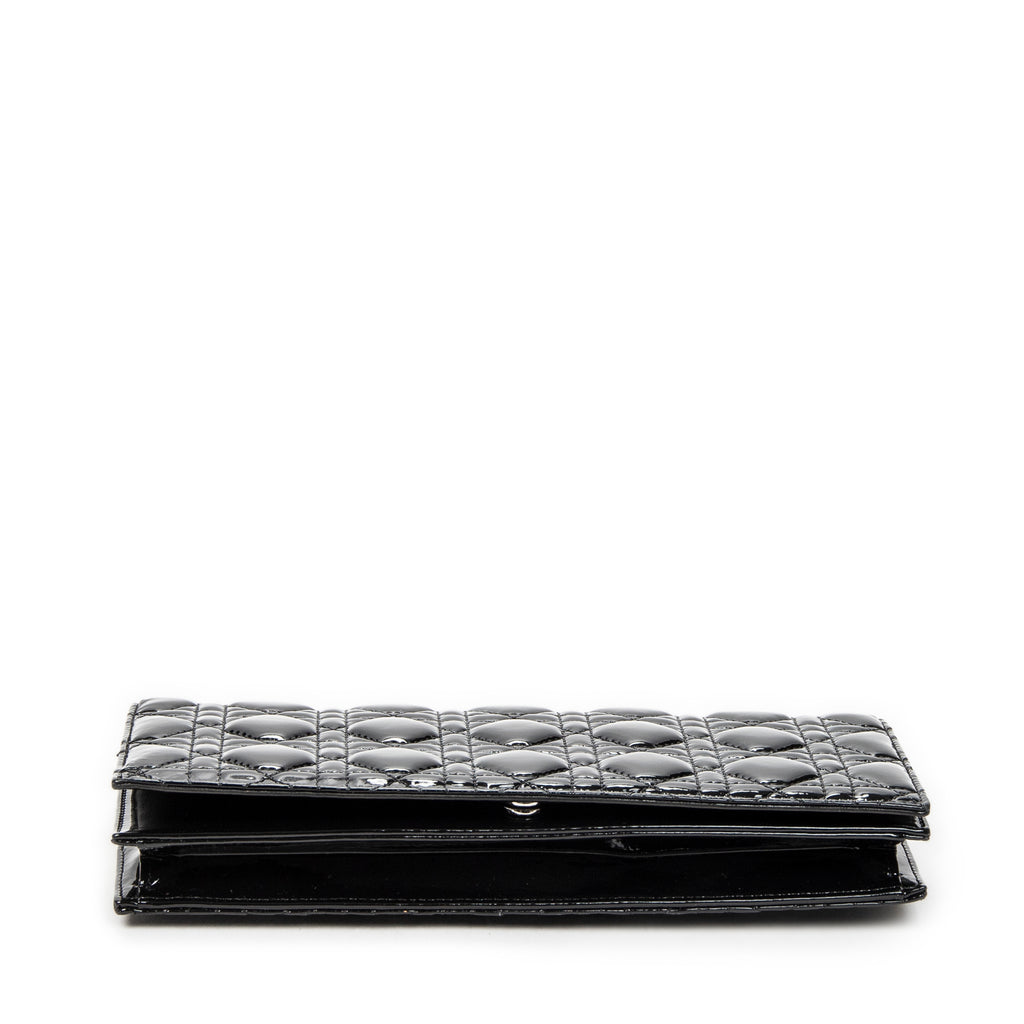 Shoulder Bag Lady Dior Chain Clutch Black Cannage Patent Leather