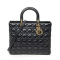 Shoulder Bag Large Lady Dior Zip Black Cannage Lambskin Leather