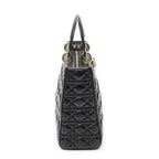 Shoulder Bag Large Lady Dior Zip Black Cannage Lambskin Leather