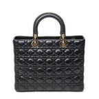 Shoulder Bag Large Lady Dior Zip Black Cannage Lambskin Leather