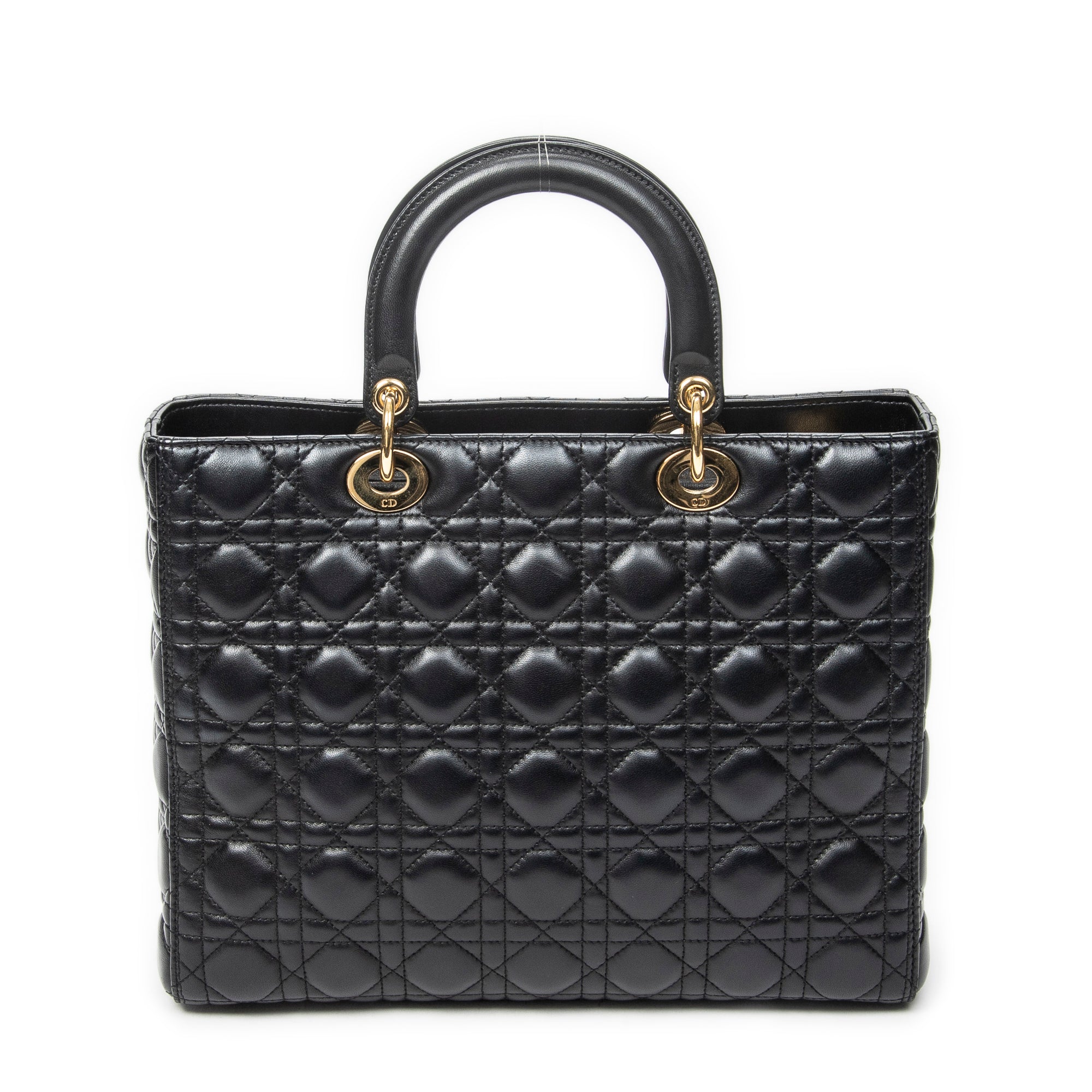 Shoulder Bag Large Lady Dior Zip Black Cannage Lambskin Leather