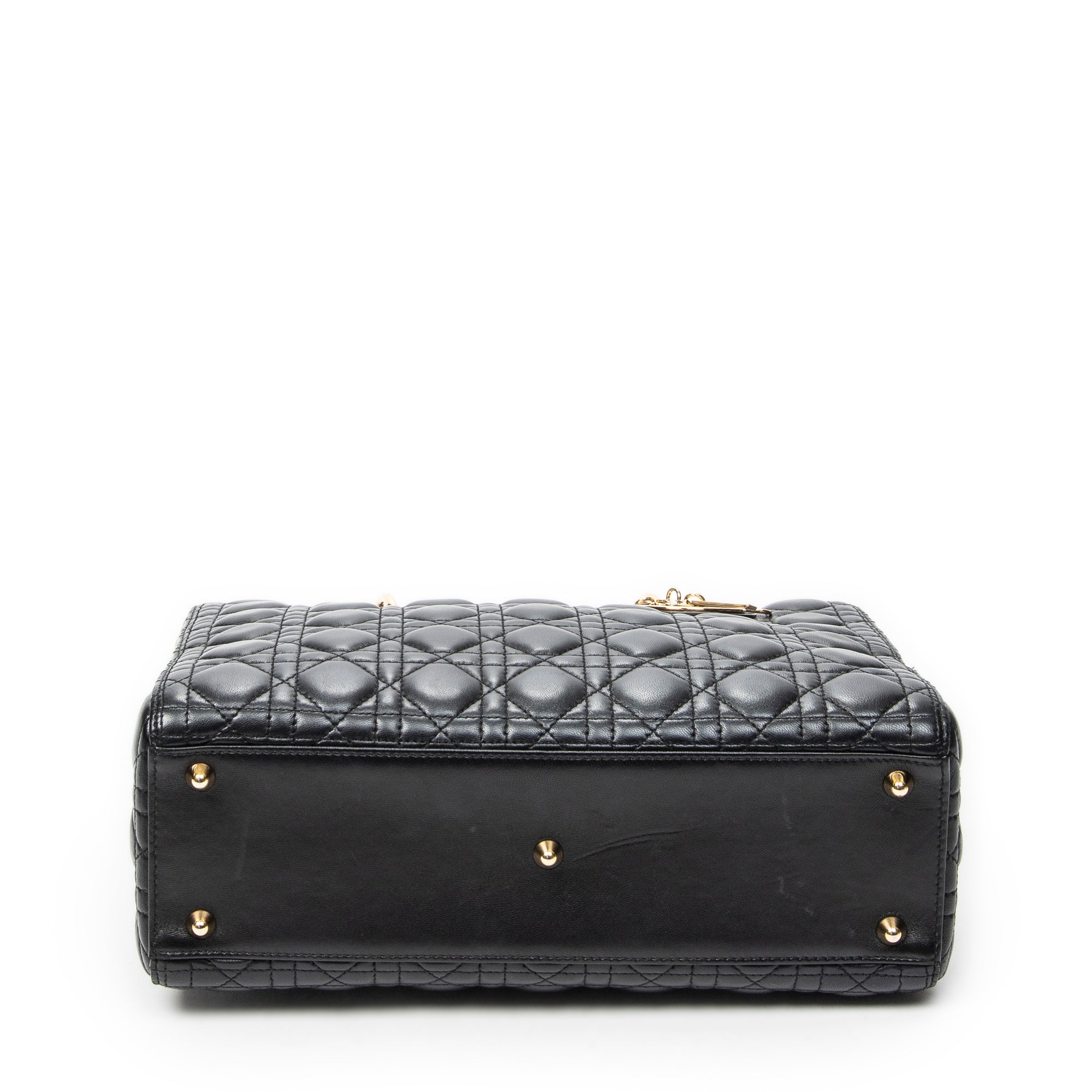 Shoulder Bag Large Lady Dior Zip Black Cannage Lambskin Leather