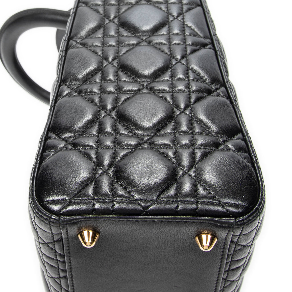 Shoulder Bag Large Lady Dior Zip Black Cannage Lambskin Leather