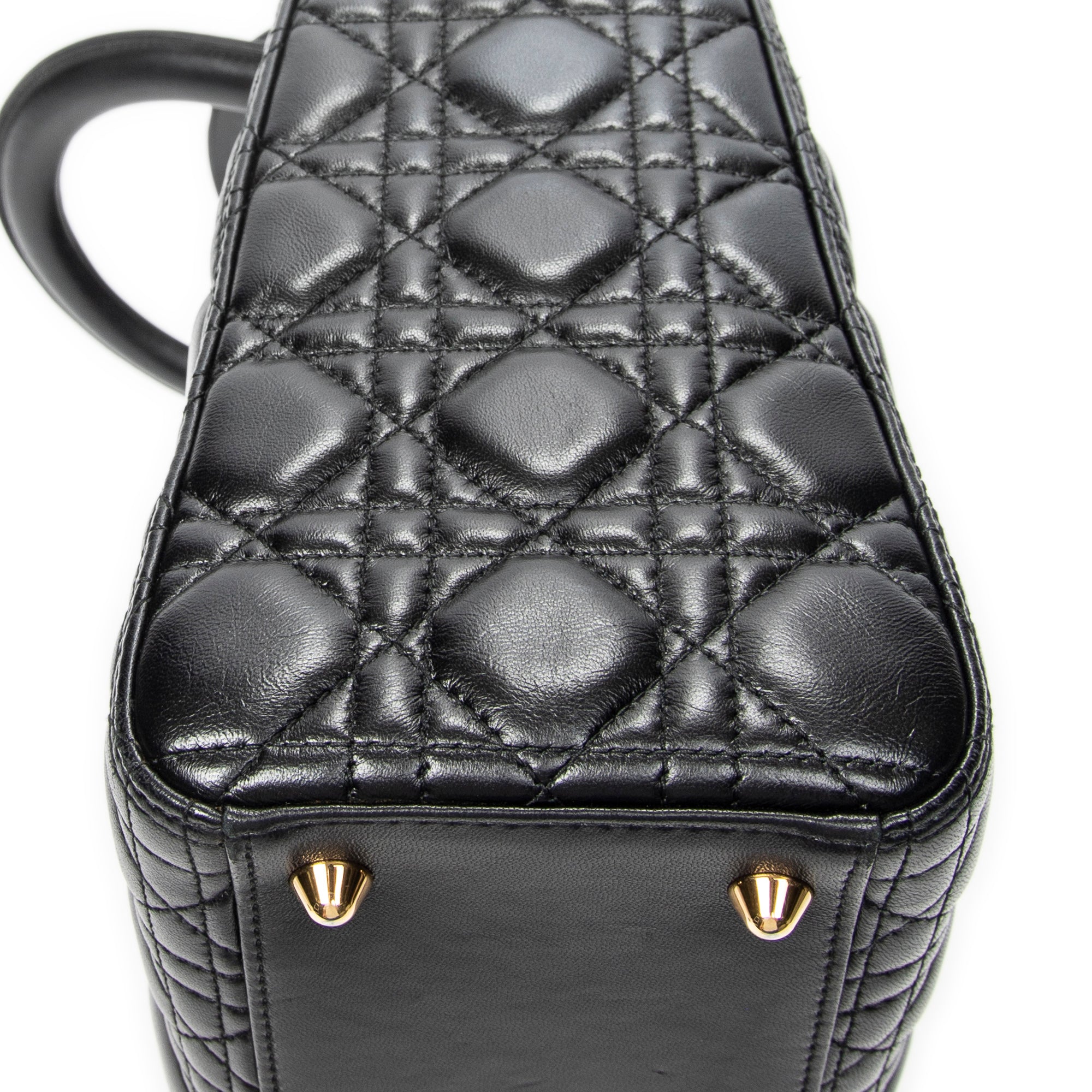 Shoulder Bag Large Lady Dior Zip Black Cannage Lambskin Leather
