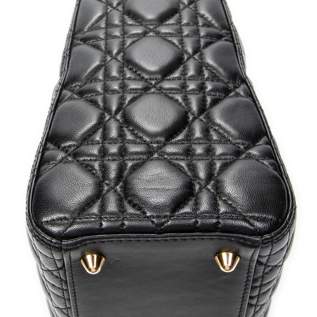 Shoulder Bag Large Lady Dior Zip Black Cannage Lambskin Leather