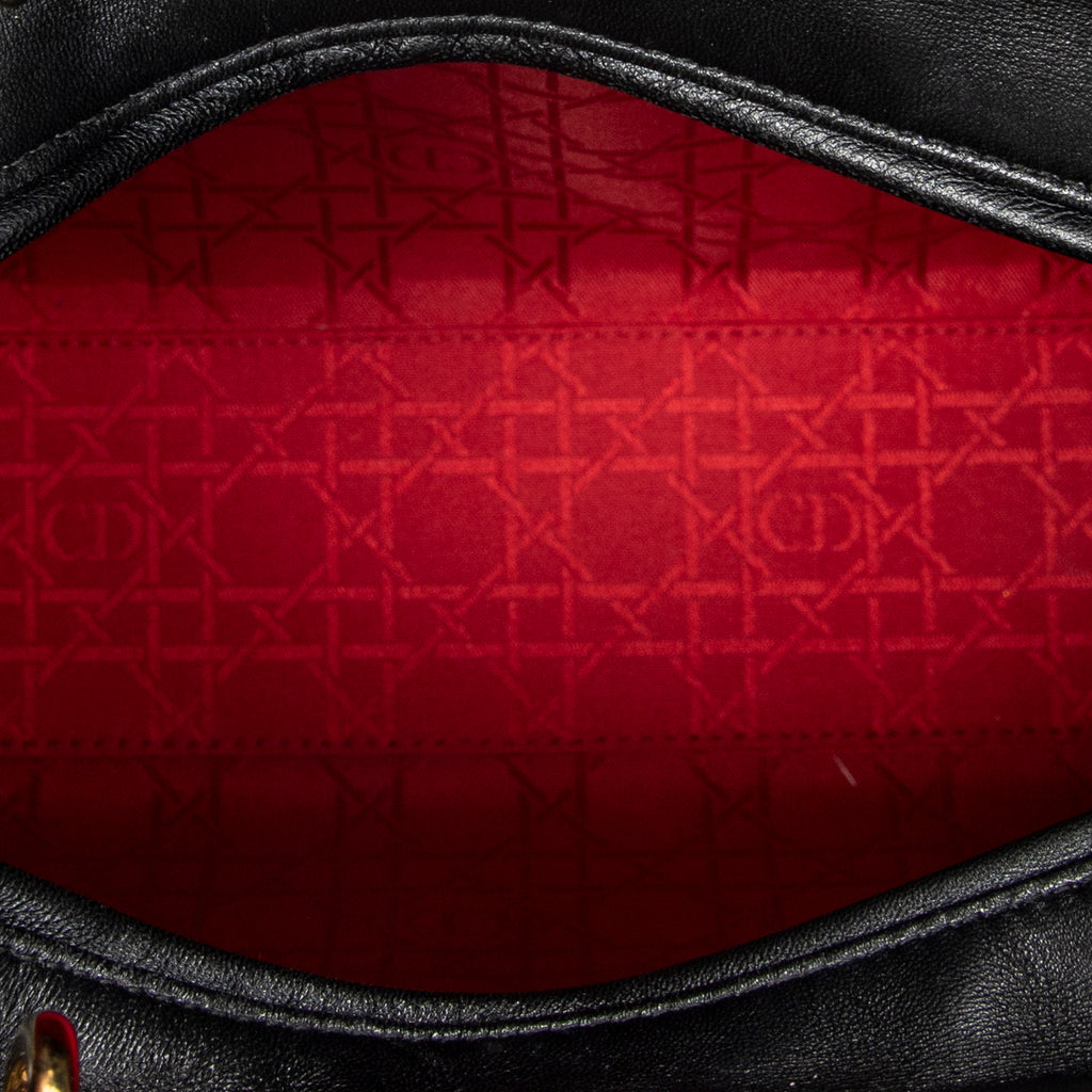 Shoulder Bag Large Lady Dior Zip Black Cannage Lambskin Leather