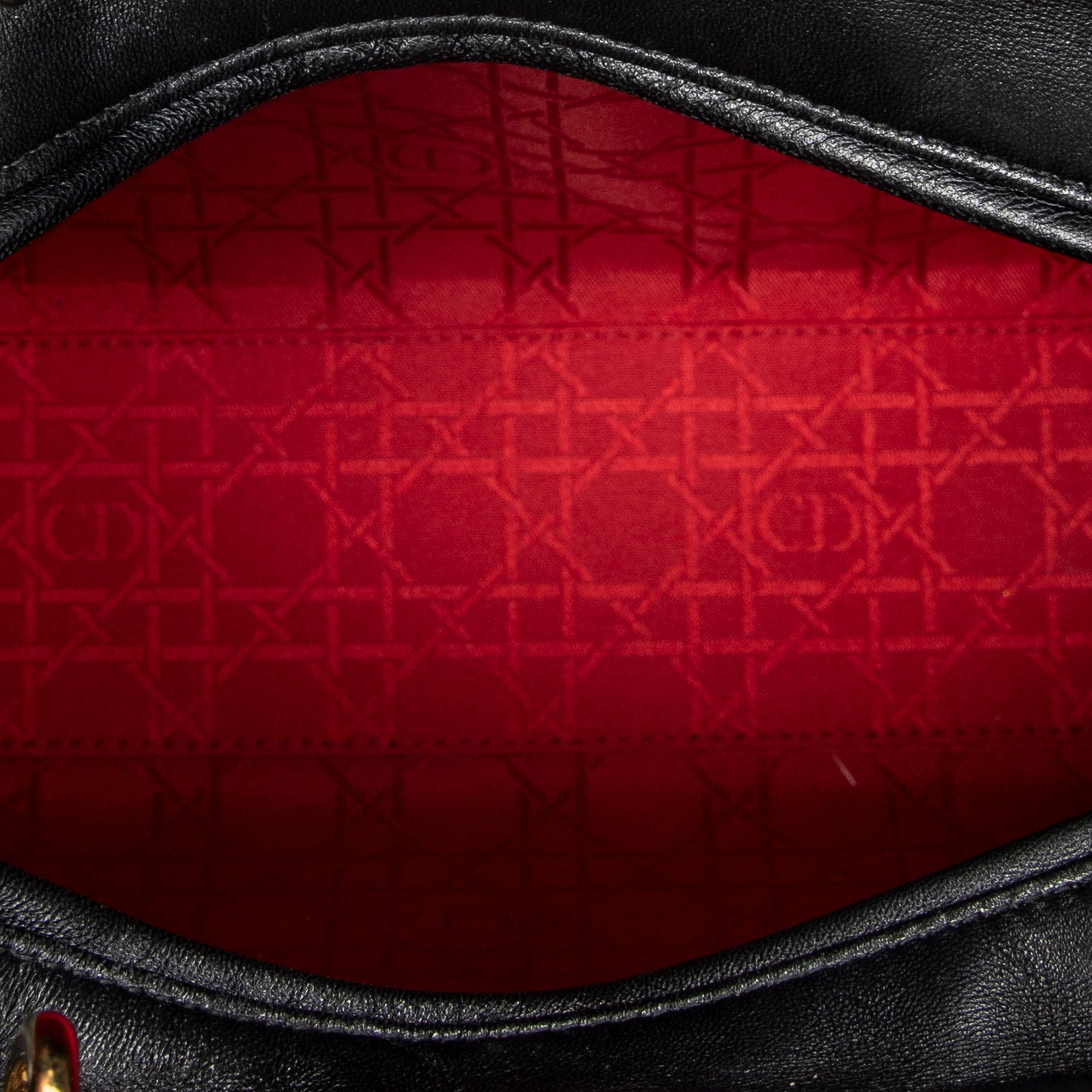 Shoulder Bag Large Lady Dior Zip Black Cannage Lambskin Leather