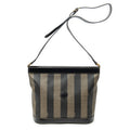 Shoulder Bag Bucket Crossbody Brown Pequin Stripe Coated Canvas