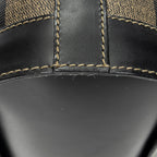 Shoulder Bag Bucket Crossbody Brown Pequin Stripe Coated Canvas