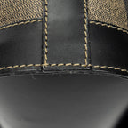 Shoulder Bag Bucket Crossbody Brown Pequin Stripe Coated Canvas
