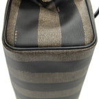 Handbag Mini Frame Boston Brown Pequin Stripe Coated Canvas