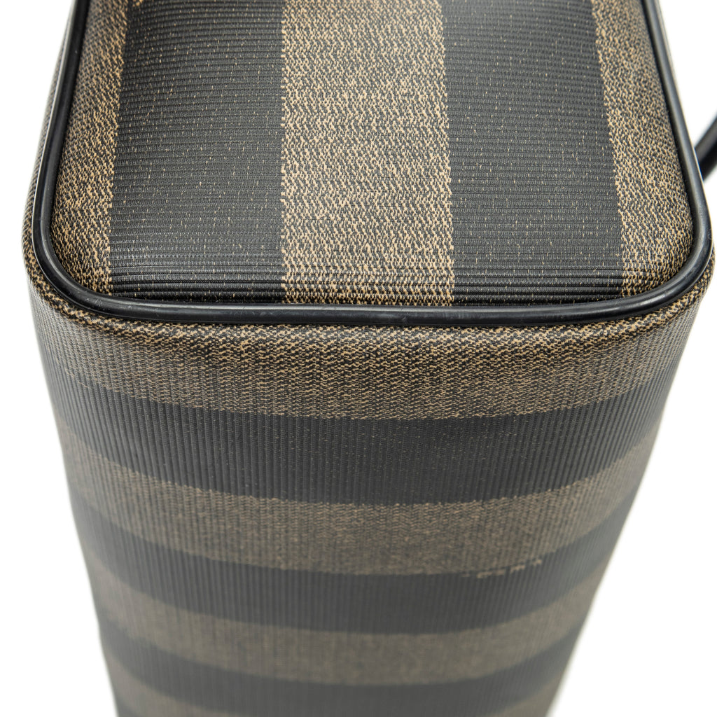 Handbag Mini Frame Boston Brown Pequin Stripe Coated Canvas