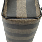 Handbag Mini Frame Boston Brown Pequin Stripe Coated Canvas
