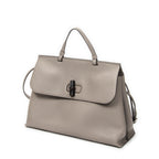 Shoulder Bag Large Bamboo Daily Top Handle Grey Grained Calfskin Leather