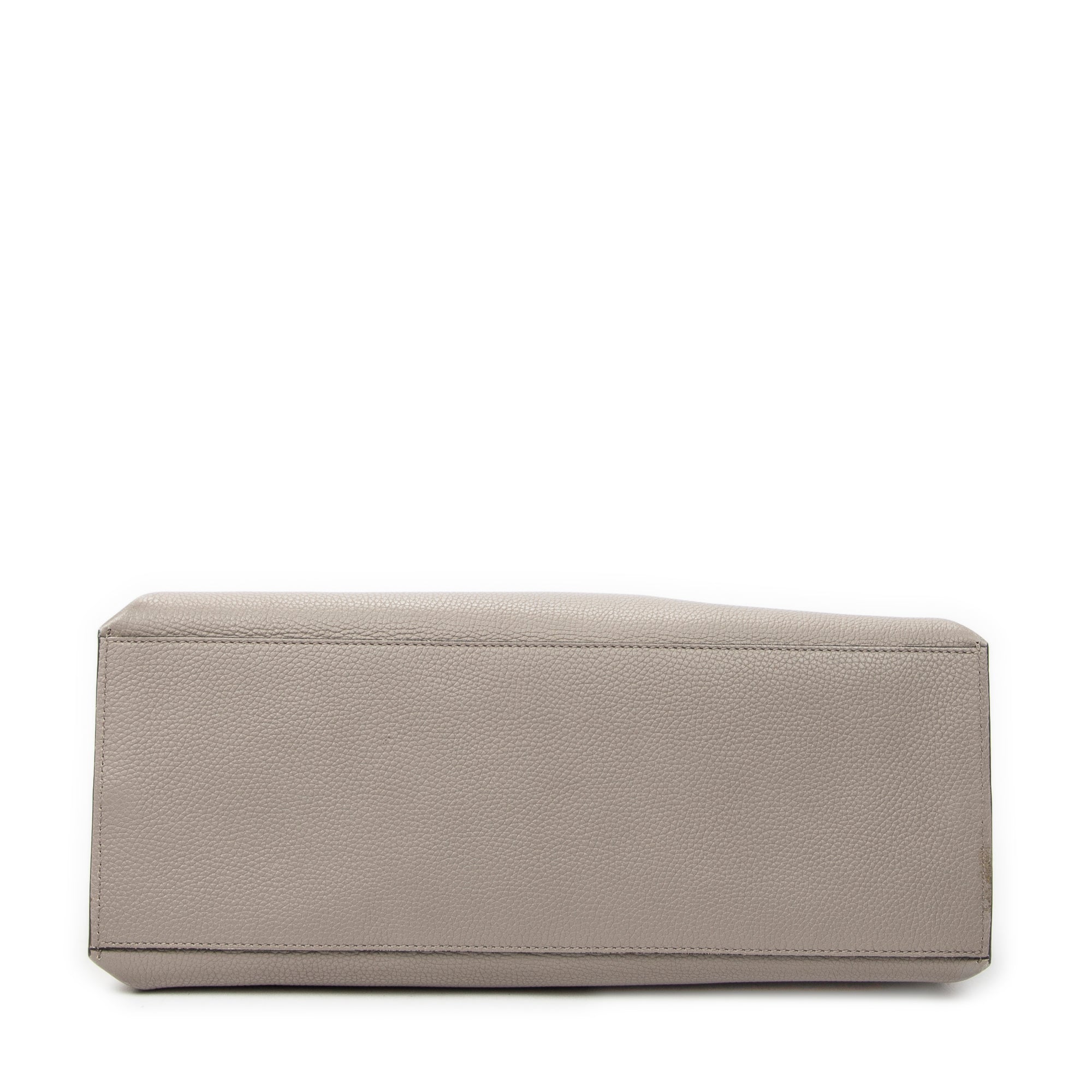 Shoulder Bag Large Bamboo Daily Top Handle Grey Grained Calfskin Leather