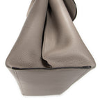 Shoulder Bag Large Bamboo Daily Top Handle Grey Grained Calfskin Leather