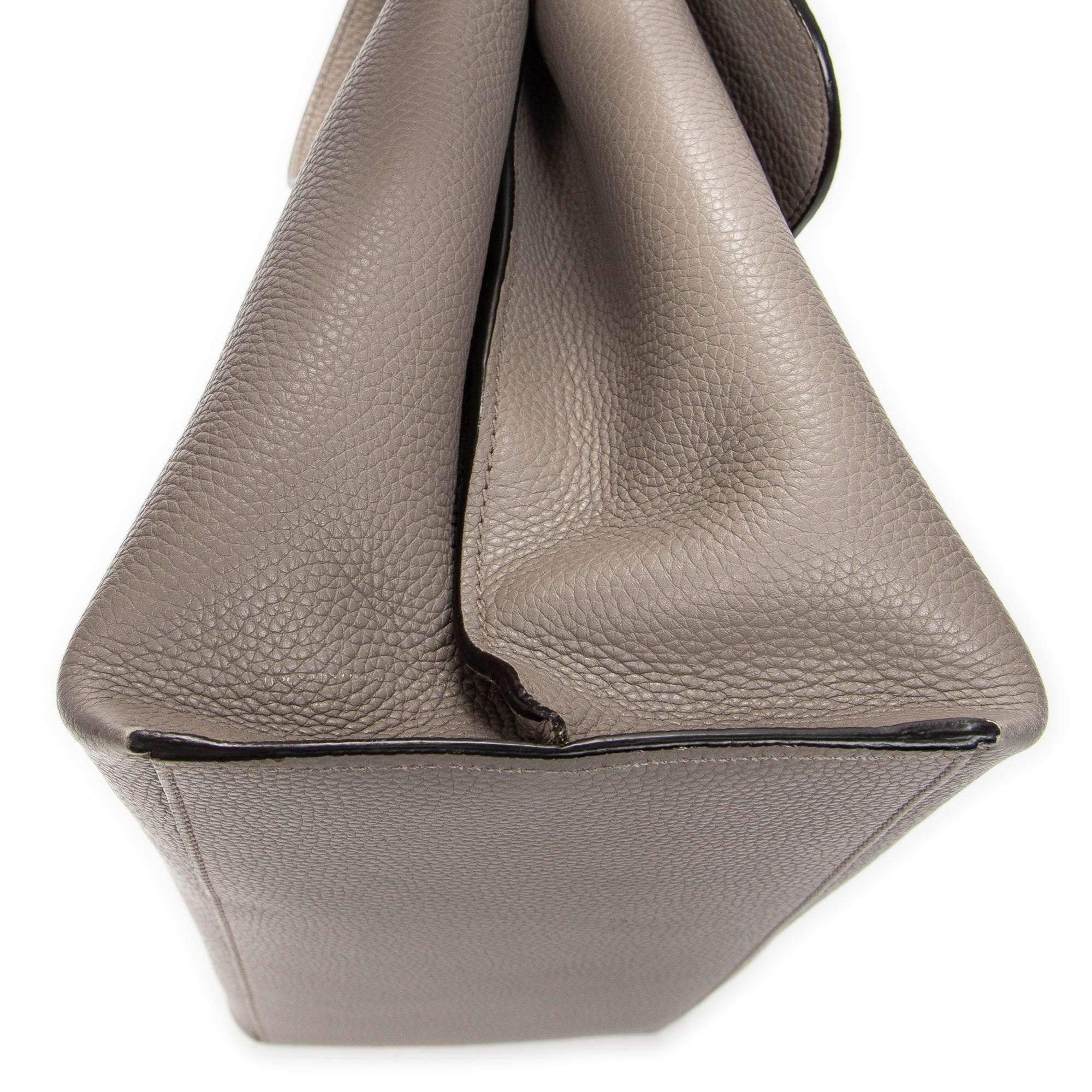 Shoulder Bag Large Bamboo Daily Top Handle Grey Grained Calfskin Leather