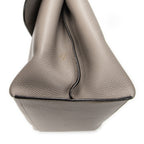 Shoulder Bag Large Bamboo Daily Top Handle Grey Grained Calfskin Leather