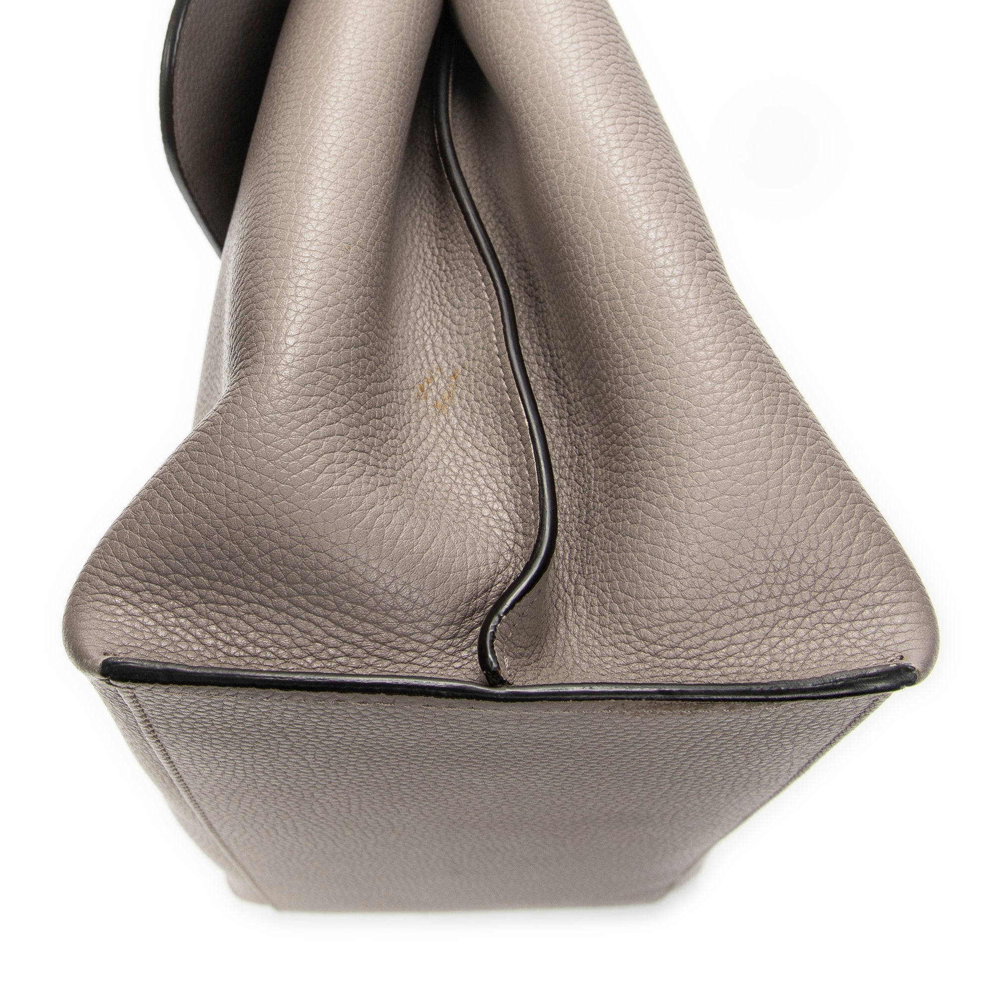 Shoulder Bag Large Bamboo Daily Top Handle Grey Grained Calfskin Leather