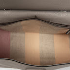 Shoulder Bag Large Bamboo Daily Top Handle Grey Grained Calfskin Leather