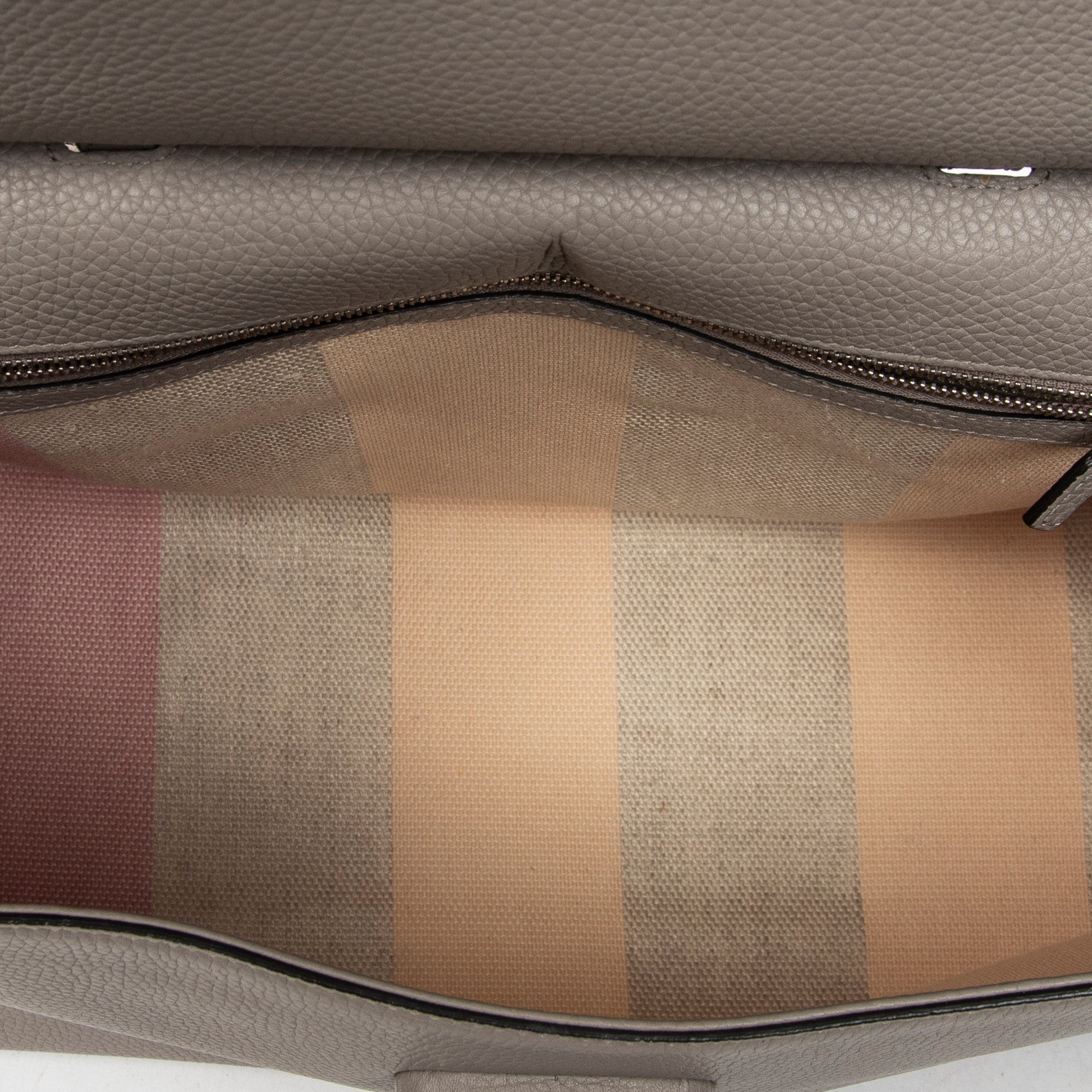 Shoulder Bag Large Bamboo Daily Top Handle Grey Grained Calfskin Leather