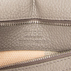 Shoulder Bag Large Bamboo Daily Top Handle Grey Grained Calfskin Leather