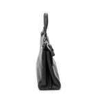 Shoulder Bag Small Bamboo Daily Top Handle Black Grained Calfskin Leather