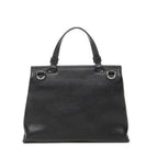Shoulder Bag Small Bamboo Daily Top Handle Black Grained Calfskin Leather