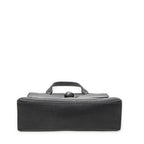 Shoulder Bag Small Bamboo Daily Top Handle Black Grained Calfskin Leather