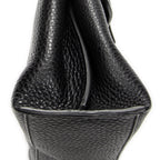 Shoulder Bag Small Bamboo Daily Top Handle Black Grained Calfskin Leather