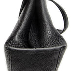 Shoulder Bag Small Bamboo Daily Top Handle Black Grained Calfskin Leather