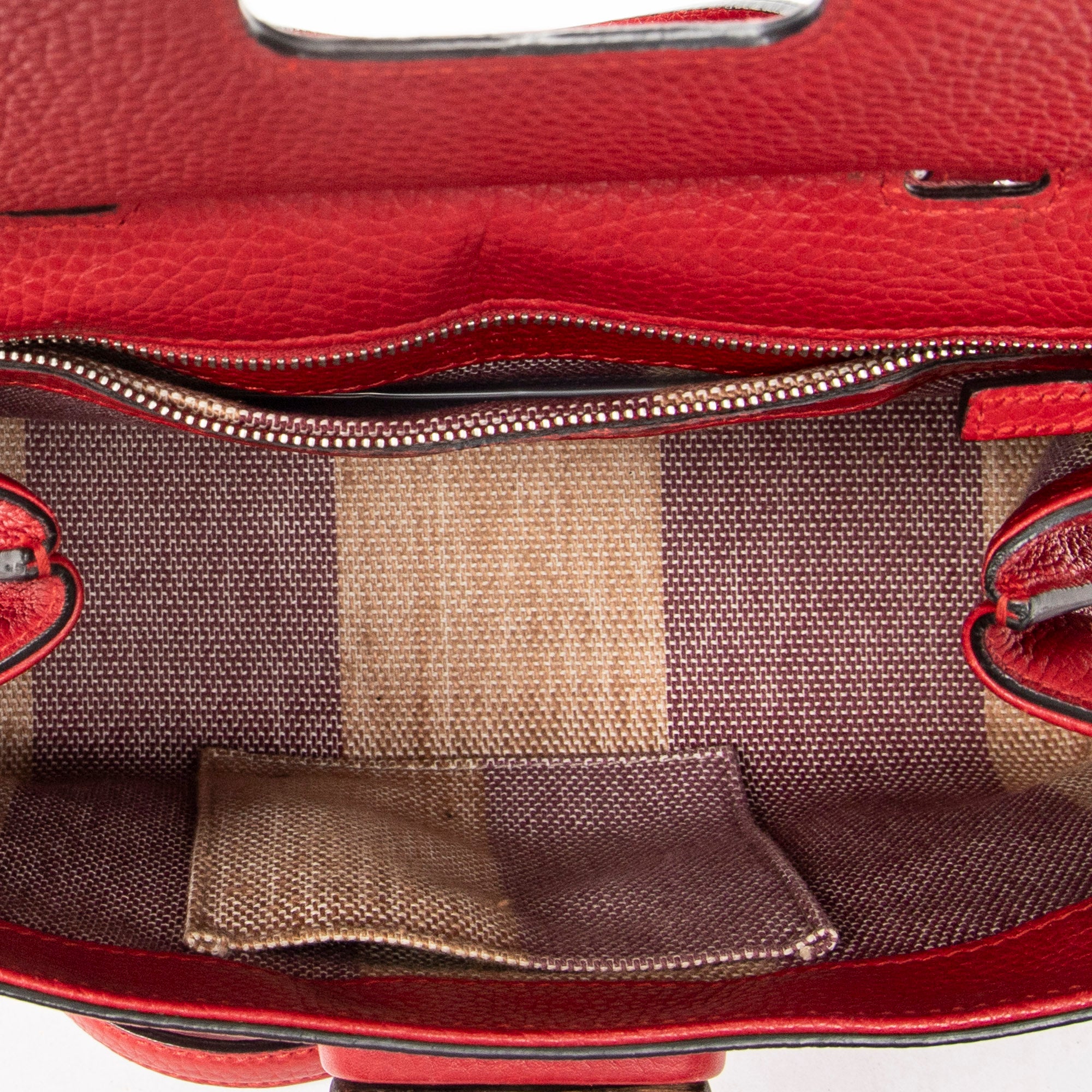 Shoulder Bag Small Bamboo Daily Top Handle Red Grained Calfskin Leather
