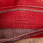 Shoulder Bag Small Bamboo Daily Top Handle Red Grained Calfskin Leather