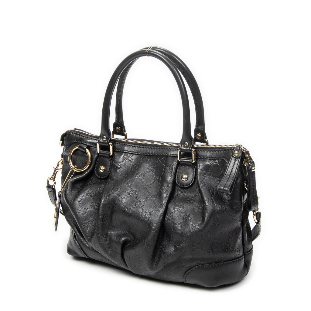 Shoulder Bag Sukey Top Handle Black Guccissima Leather