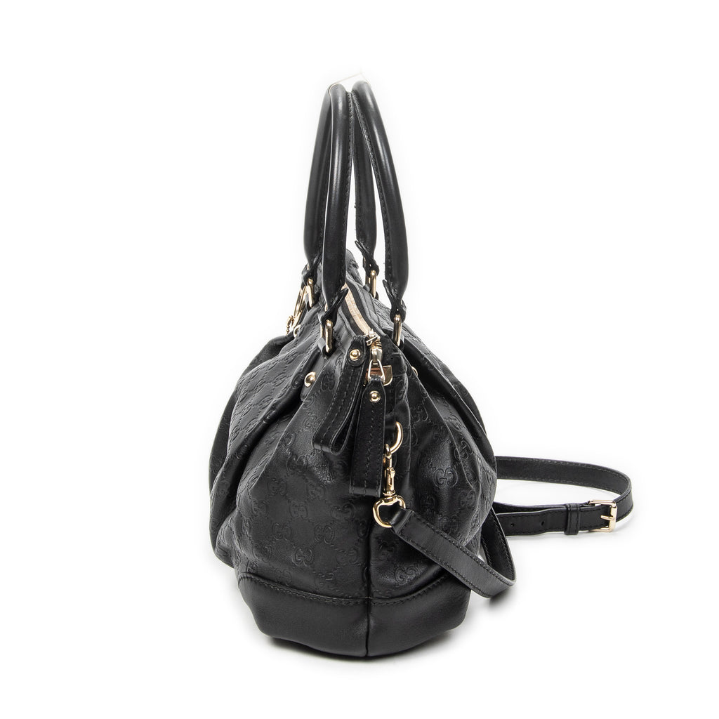 Shoulder Bag Sukey Top Handle Black Guccissima Leather