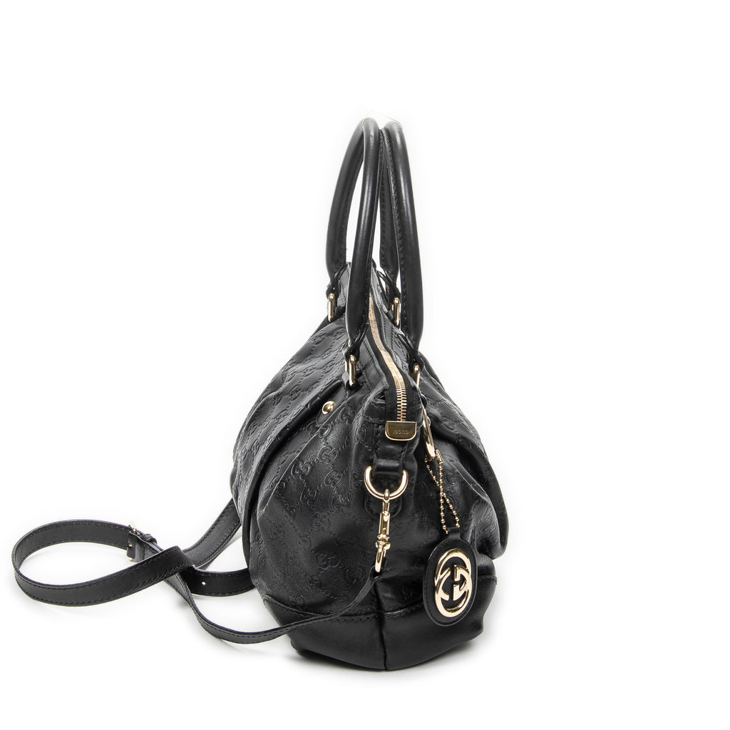 Shoulder Bag Sukey Top Handle Black Guccissima Leather