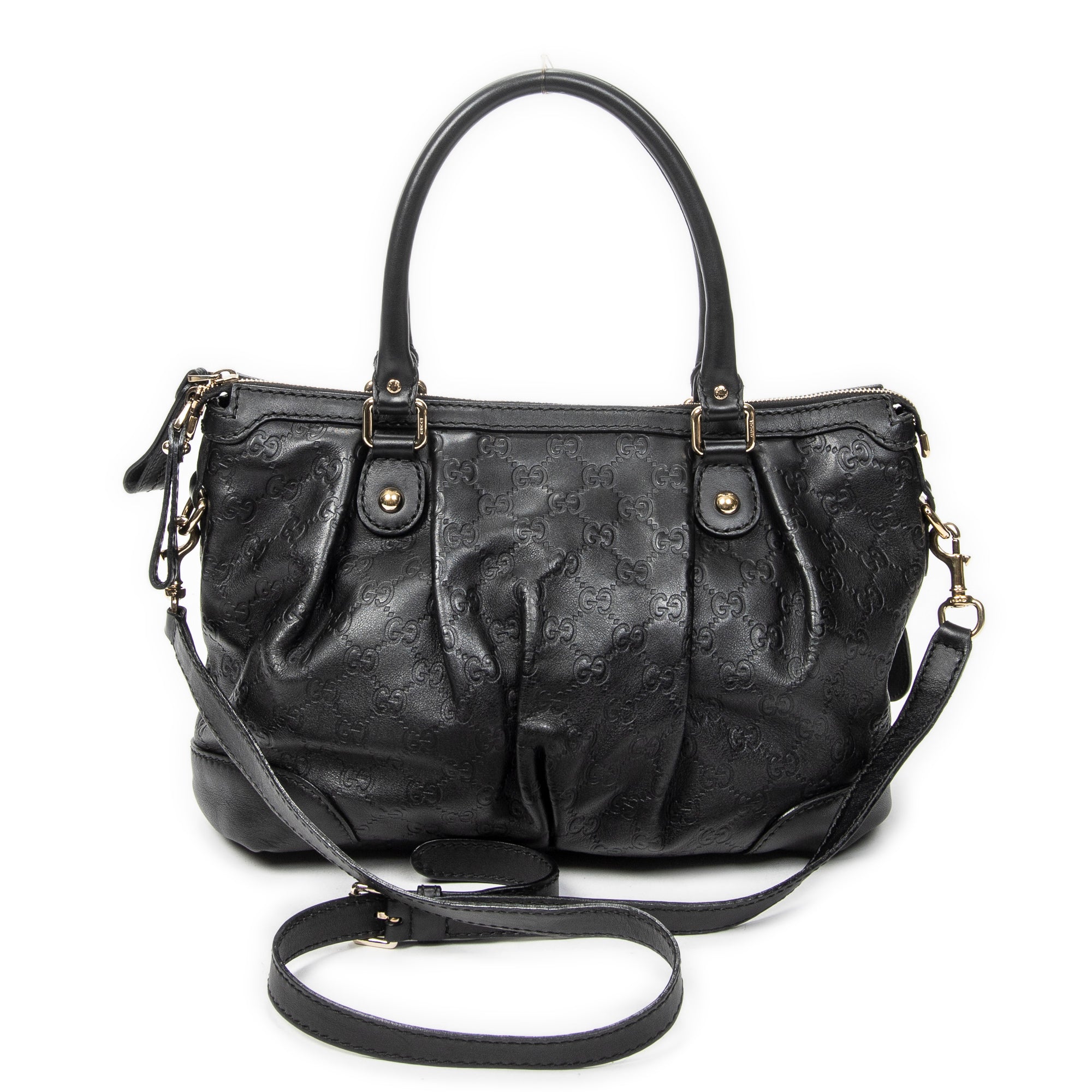 Shoulder Bag Sukey Top Handle Black Guccissima Leather