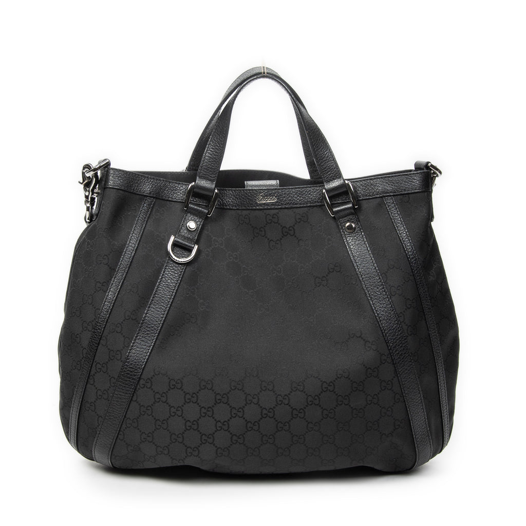 Shoulder Bag Abbey Convertible Tote Black Monogrammed Nylon Canvas