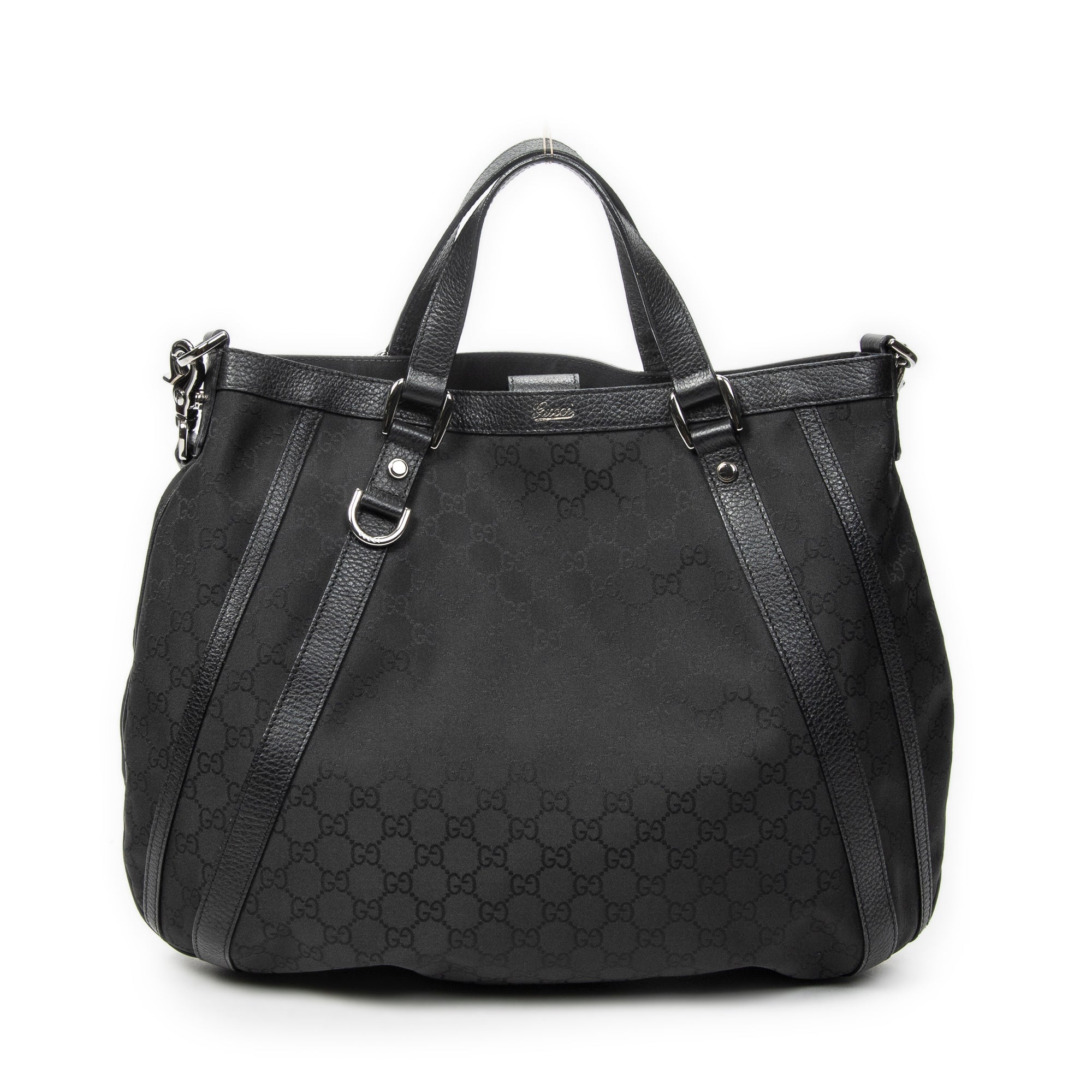 Shoulder Bag Abbey Convertible Tote Black Monogrammed Nylon Canvas