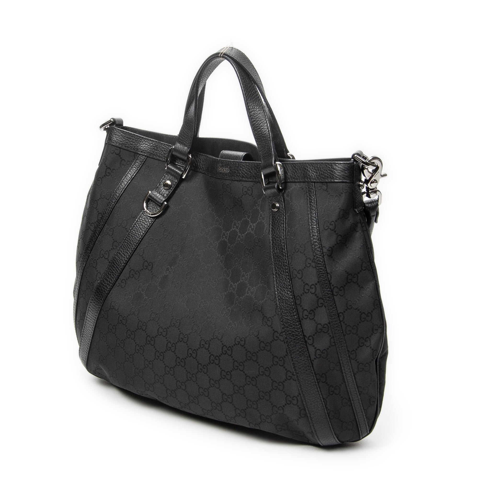 Shoulder Bag Abbey Convertible Tote Black Monogrammed Nylon Canvas
