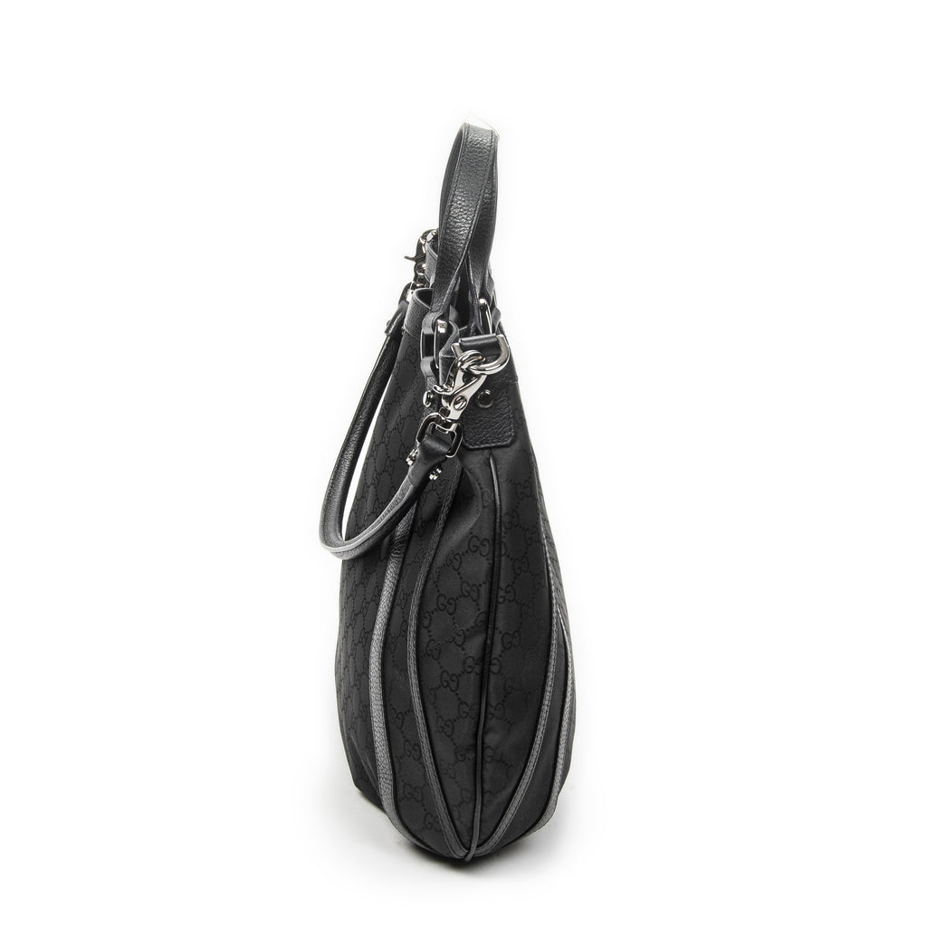 Shoulder Bag Abbey Convertible Tote Black Monogrammed Nylon Canvas