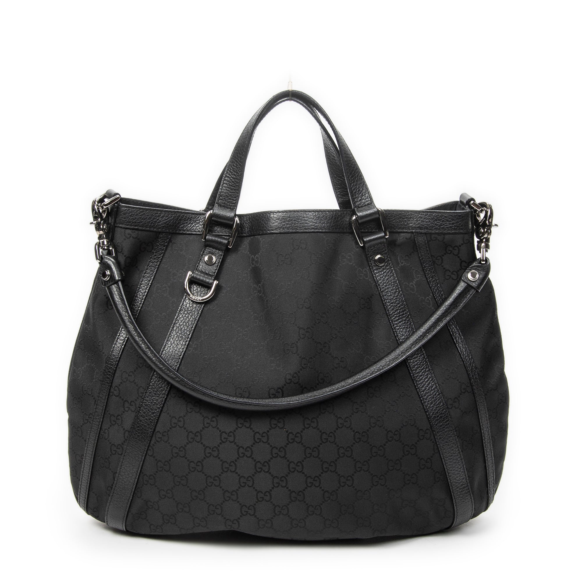 Shoulder Bag Abbey Convertible Tote Black Monogrammed Nylon Canvas