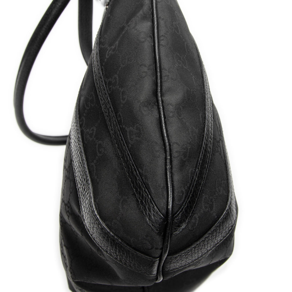 Shoulder Bag Abbey Convertible Tote Black Monogrammed Nylon Canvas
