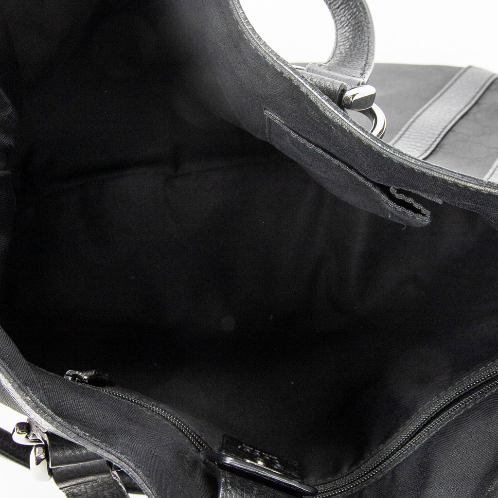 Shoulder Bag Abbey Convertible Tote Black Monogrammed Nylon Canvas