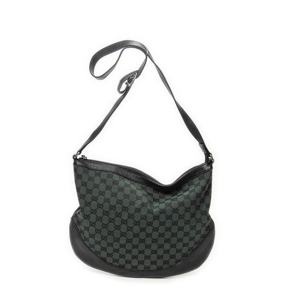 Shoulder Bag Half Moon Messenger Black Monogrammed Canvas
