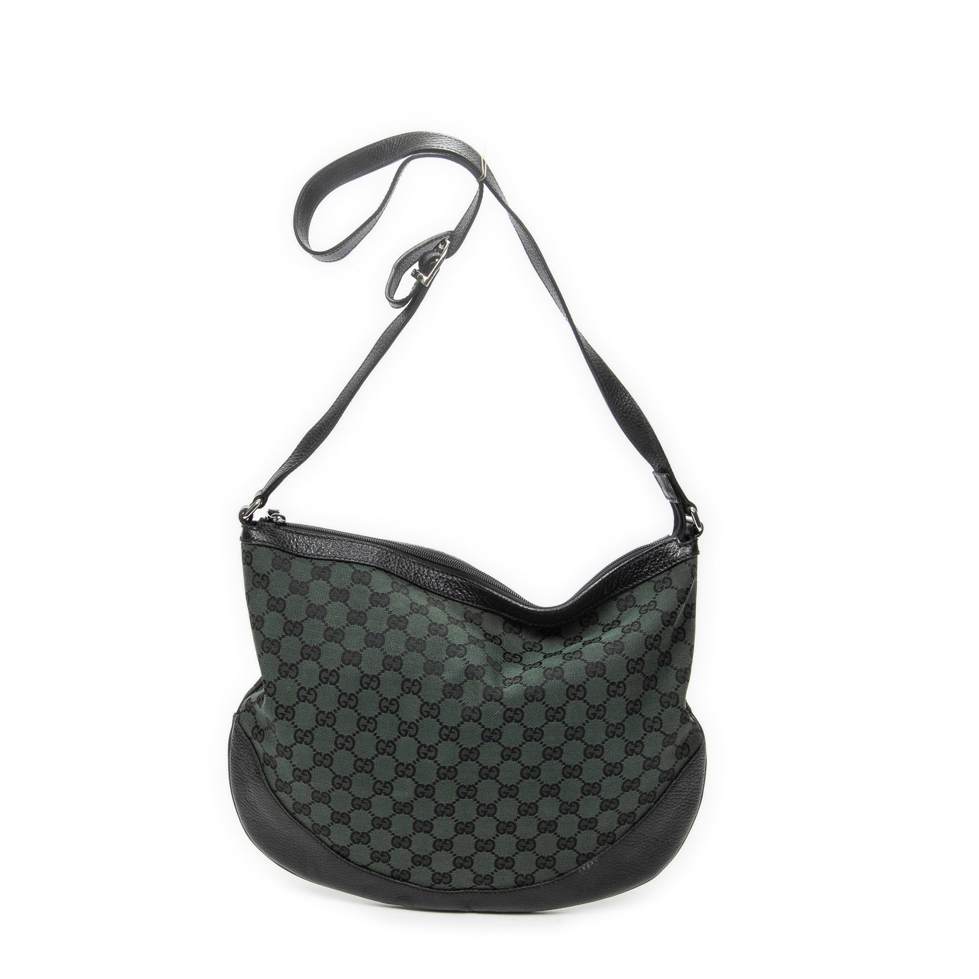 Shoulder Bag Half Moon Messenger Black Monogrammed Canvas