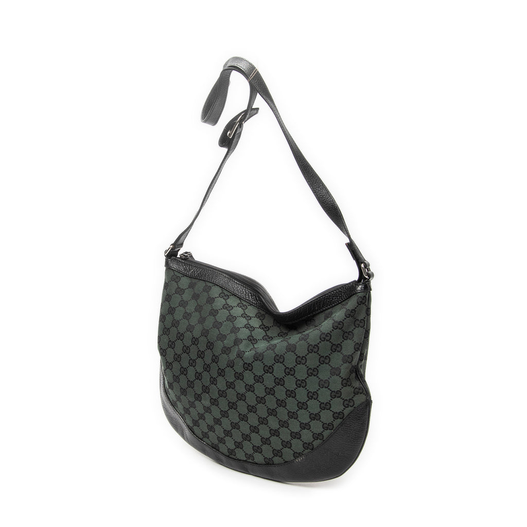 Shoulder Bag Half Moon Messenger Black Monogrammed Canvas