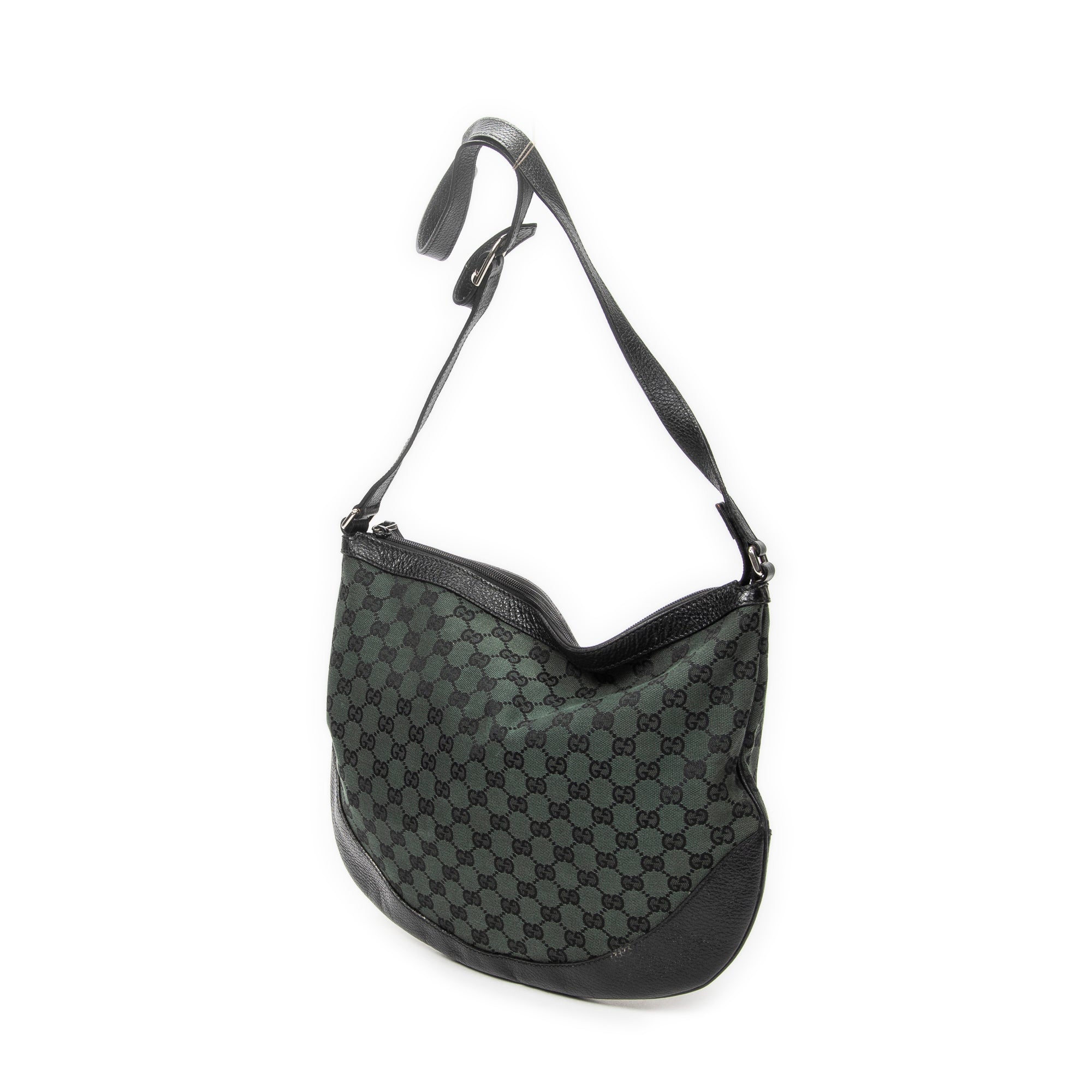 Shoulder Bag Half Moon Messenger Black Monogrammed Canvas